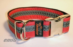 Unikat Hundehalsband red/grey2 ALU XL