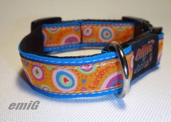 Unikat Hundehalsband farbenmix blau S