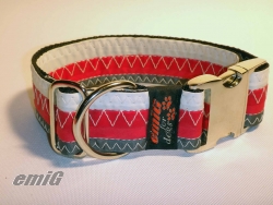 Unikat Hundehalsband red/grey ALU XL