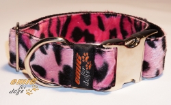 Fellhalsband leopard pink