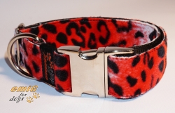 Fellhalsband leopard red