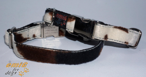 SALE Halsband 2cm kuh braun/schwarz ALU