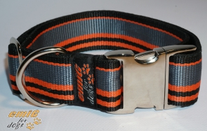 NE Hunde Halsband stripes orange 4cm