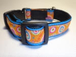 Unikat Hundehalsband farbenmix blau S