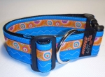 Unikat Hundehalsband blau farbenmix XL