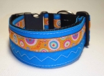 Unikat Hundehalsband blau farbenmix XL