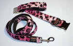 Fellhalsband leopard pink