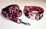 Fellhalsband leopard pink