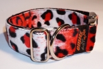 Fellhalsband leopard red