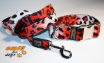 Fellhalsband leopard red