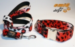 Fellhalsband leopard red