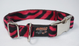 SALE Halsband 2,5cm zebra rot ALU