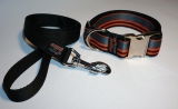 NE Hunde Halsband stripes orange 4cm